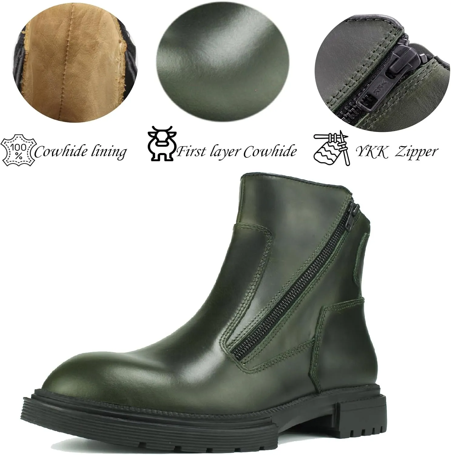 2025 Men's Premium Chelsea Boots - Slip-Resistant Rubber Sole, Full-Grain Leather & YKK Zipper, Breathable OrthoLite® Insole | Business Casual Ankle Boots with Anti-Odor Technology