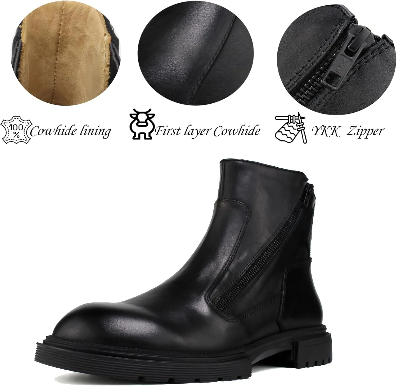 2025 Men's Premium Chelsea Boots - Slip-Resistant Rubber Sole, Full-Grain Leather & YKK Zipper, Breathable OrthoLite® Insole | Business Casual Ankle Boots with Anti-Odor Technology
