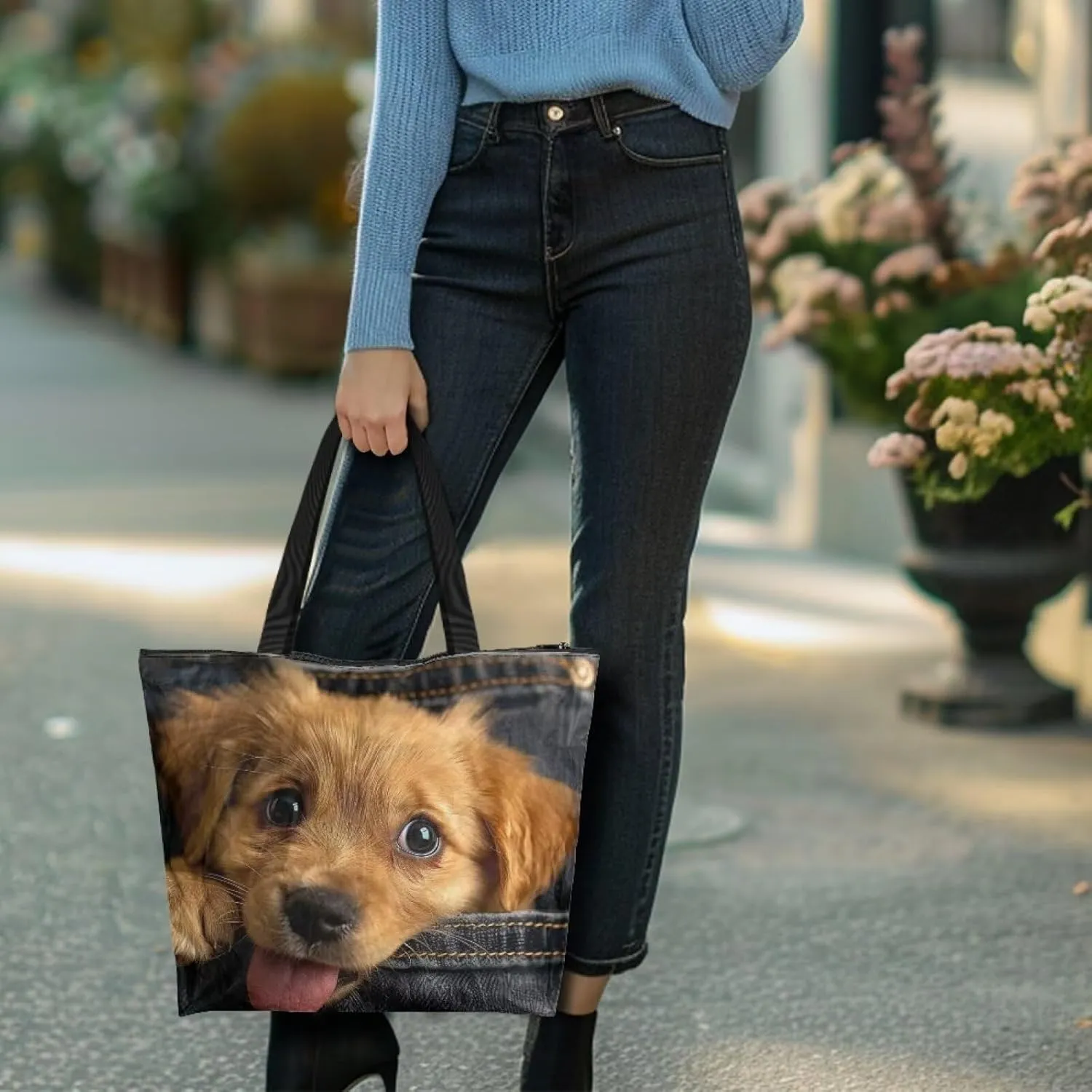 3D Vivid Cat 14x6x15 Tote Paper Bag for Women, Gothic Rose Butterfly Hand Bag, Halloween Spider Web Commute Bag