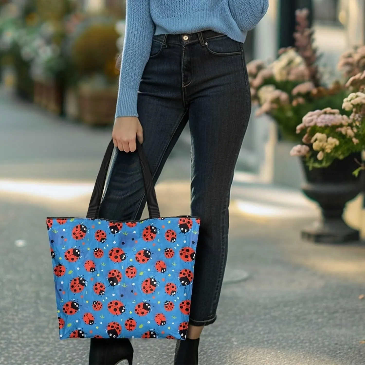 3D Vivid Cat 14x6x15 Tote Paper Bag for Women, Gothic Rose Butterfly Hand Bag, Halloween Spider Web Commute Bag