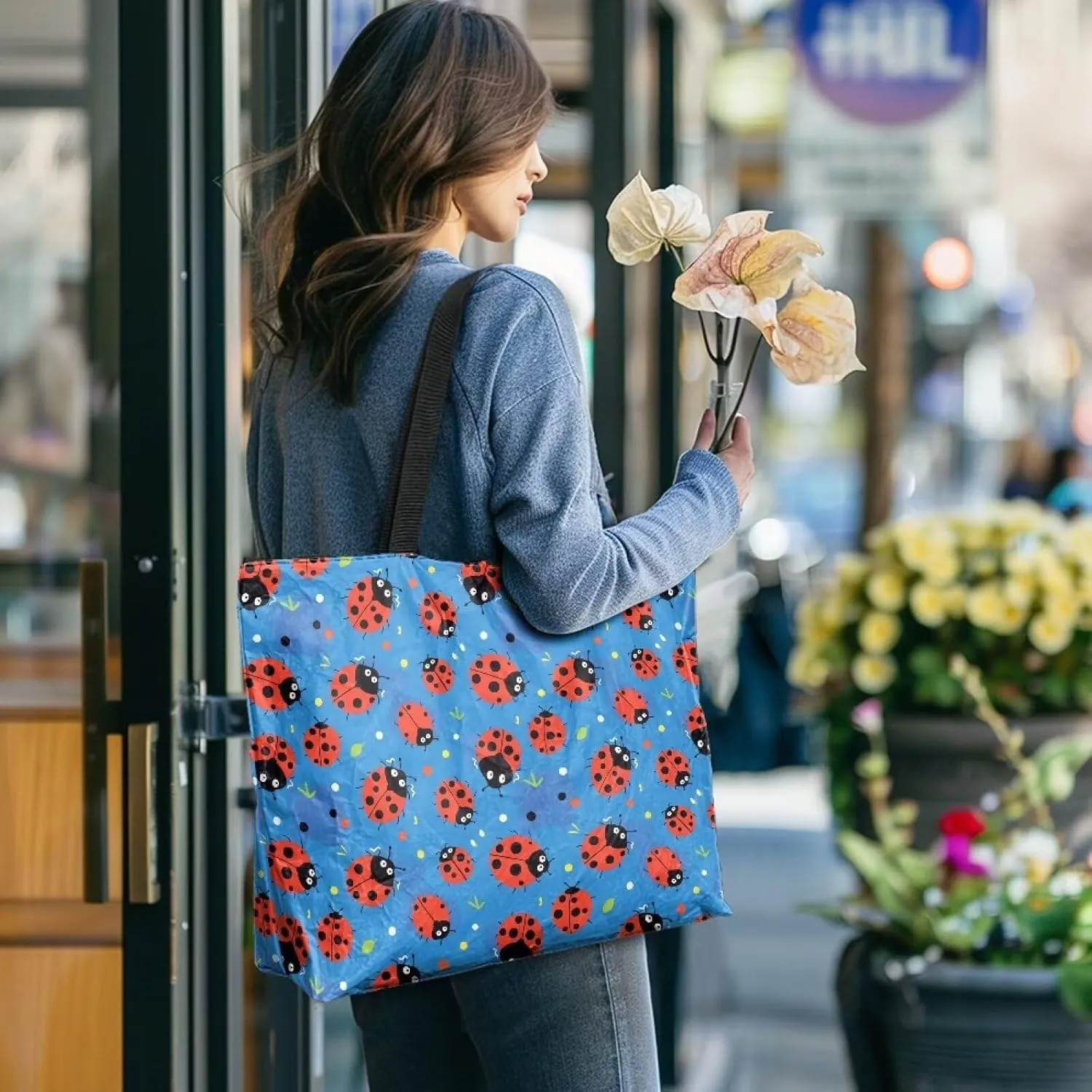 3D Vivid Cat 14x6x15 Tote Paper Bag for Women, Gothic Rose Butterfly Hand Bag, Halloween Spider Web Commute Bag