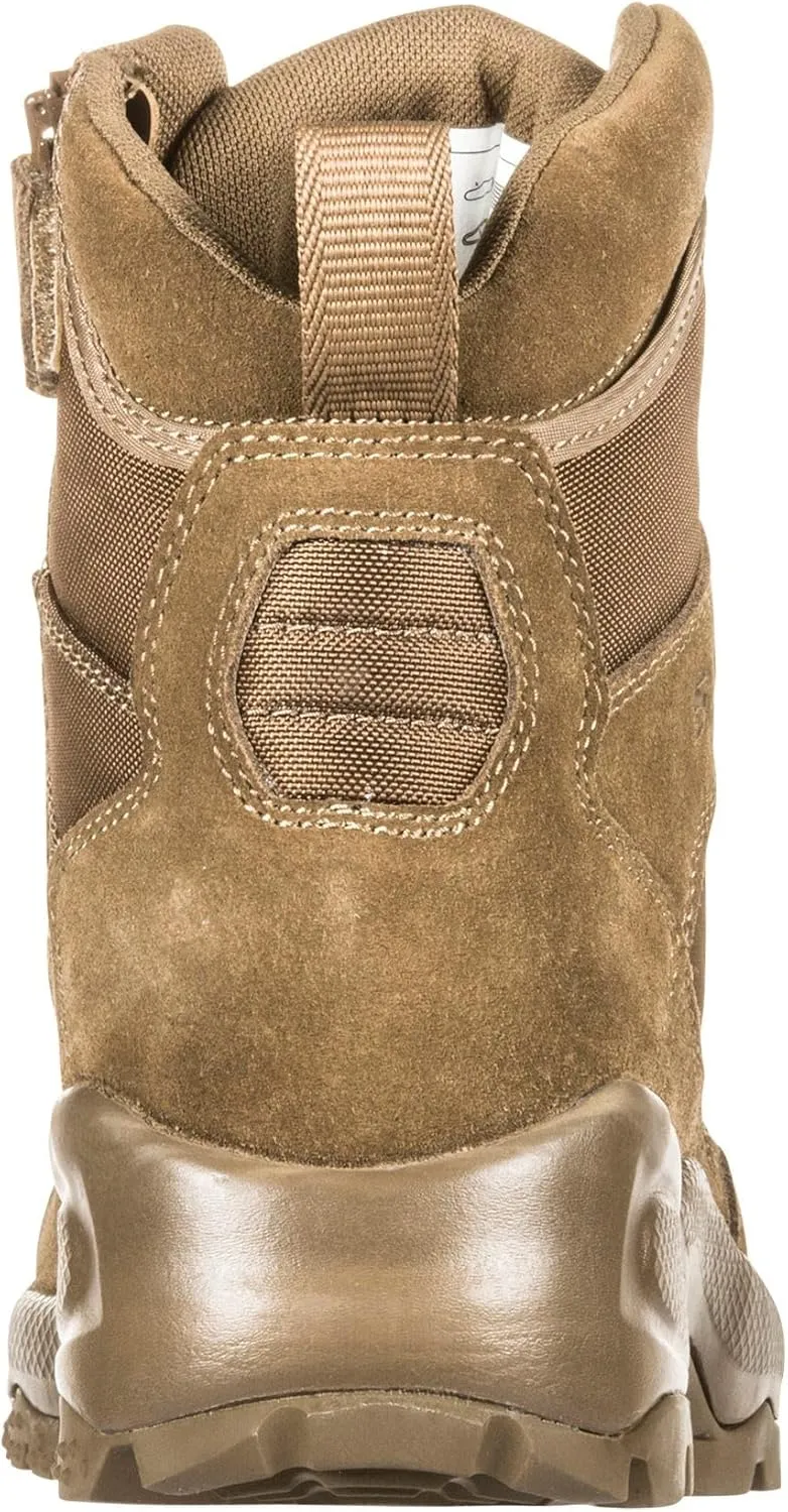 5.11 Tactical Men's 6-Inch Boots, ATAC 2.0 Side-Zip, Brown Hiking Work Boots, Dark Coyote, Style 12395ABR