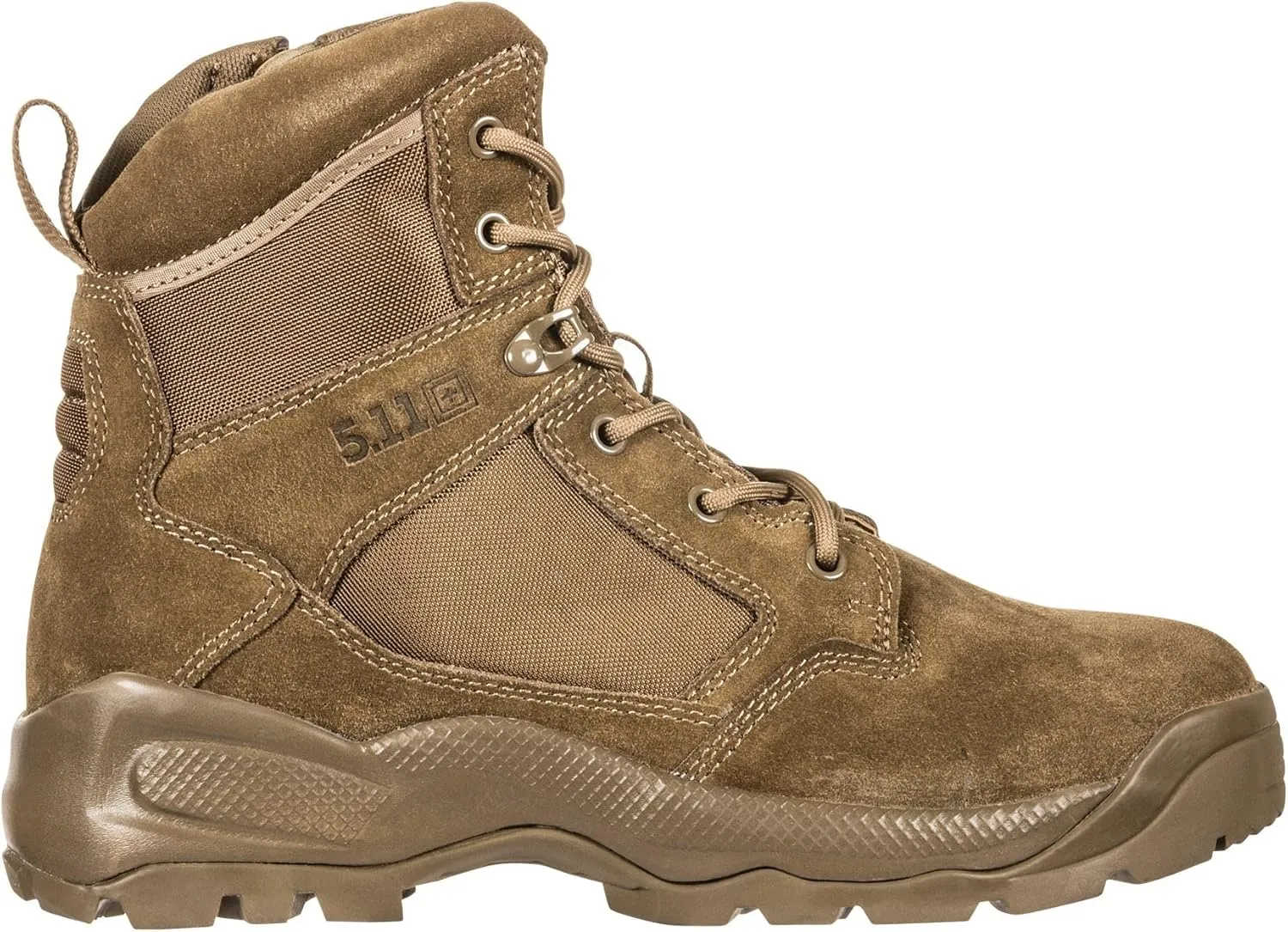 5.11 Tactical Men's 6-Inch Boots, ATAC 2.0 Side-Zip, Brown Hiking Work Boots, Dark Coyote, Style 12395ABR