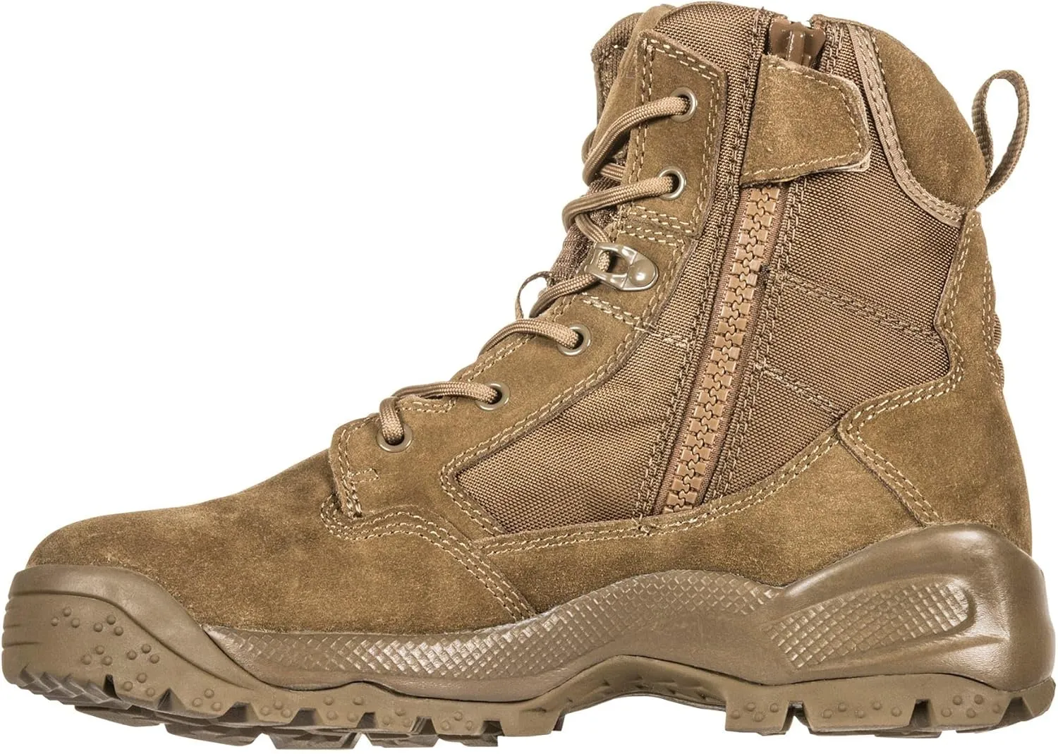 5.11 Tactical Men's 6-Inch Boots, ATAC 2.0 Side-Zip, Brown Hiking Work Boots, Dark Coyote, Style 12395ABR