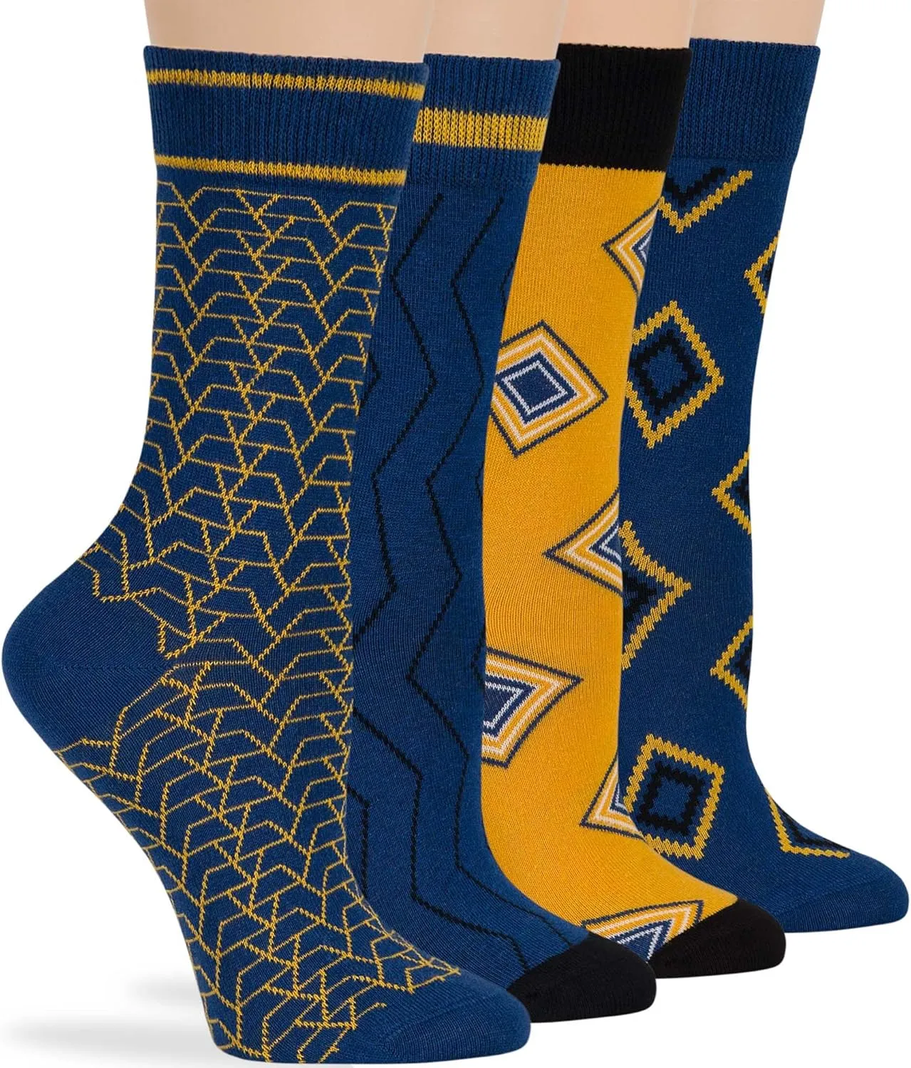 7BIGSTARS KINGDOM Womens Fun Cotton Crew Socks - 4 Pack L/M - Cactus Space Desert Coffee Fox Dog Hedgehog Puppy Flower Bird