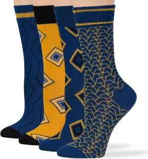 7BIGSTARS KINGDOM Womens Fun Cotton Crew Socks - 4 Pack L/M - Cactus Space Desert Coffee Fox Dog Hedgehog Puppy Flower Bird