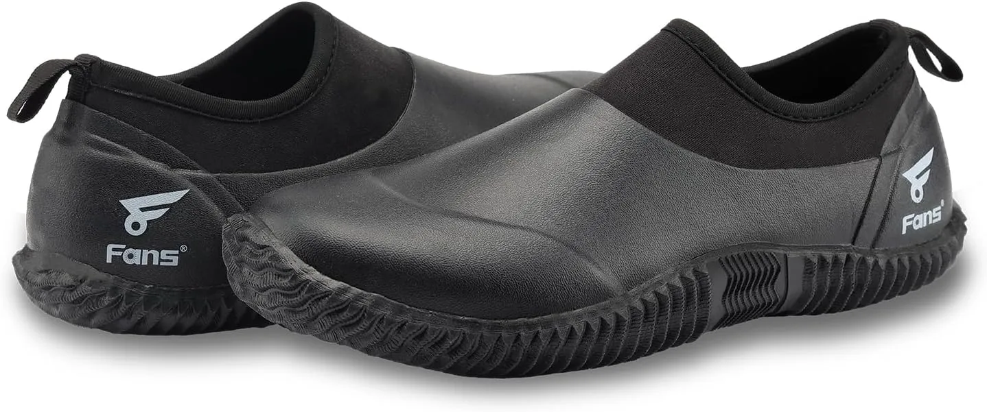 8 Fans Men's Garden Shoes Waterproof Rain Boots Neoprene Muck Mud Shoes with Memory Foam Insoles for Gardening, Farming