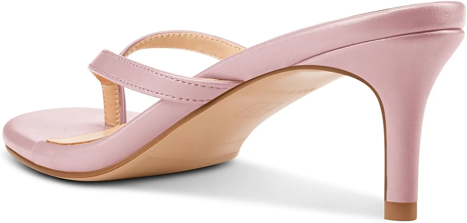Aachcol Womens Open Toe Flip Flops Stiletto Backless Slippers Slip on Kitten Heel Thong Sandals Slides Party Dress Mules 2.6 Inches Heels