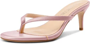 Aachcol Womens Open Toe Flip Flops Stiletto Backless Slippers Slip on Kitten Heel Thong Sandals Slides Party Dress Mules 2.6 Inches Heels