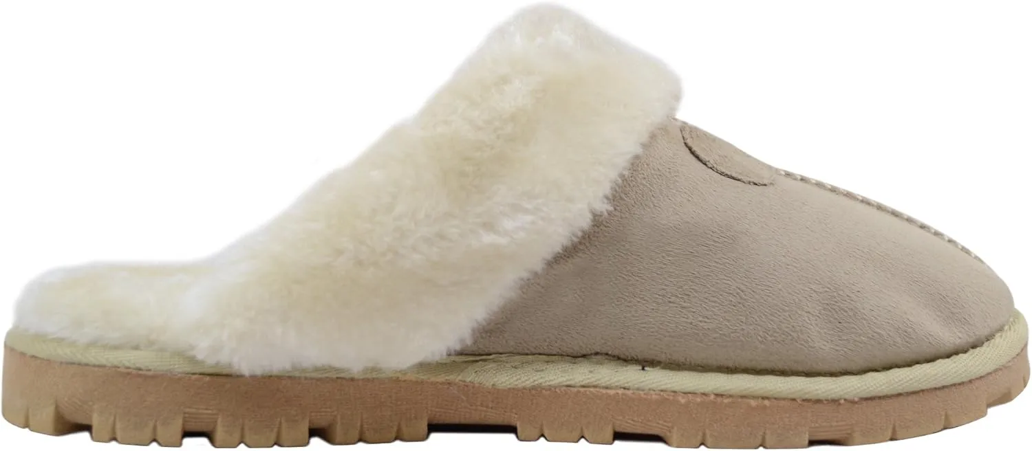 ABSOLUTE FOOTWEAR Ladies/Womens Soft Thick Faux Fur Mules/Slippers/Indoor Shoes with Thick Fur Trim