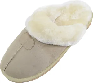 ABSOLUTE FOOTWEAR Ladies/Womens Soft Thick Faux Fur Mules/Slippers/Indoor Shoes with Thick Fur Trim