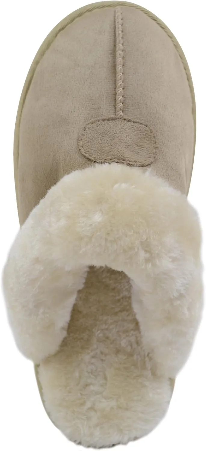 ABSOLUTE FOOTWEAR Ladies/Womens Soft Thick Faux Fur Mules/Slippers/Indoor Shoes with Thick Fur Trim