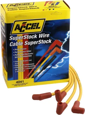 ACCEL 4041 Spark Plug Wire Set - 8mm - Yellow with Orange 90 Degree Boots