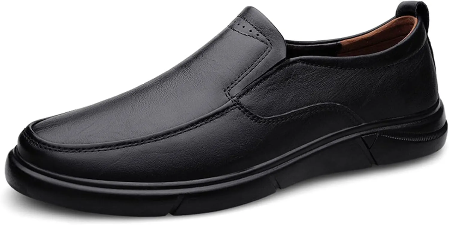 ADMLZQQ Men's Slip on Leather Lined Square Toe Dress Loafers Shoes for Casual Weekend Formal Work