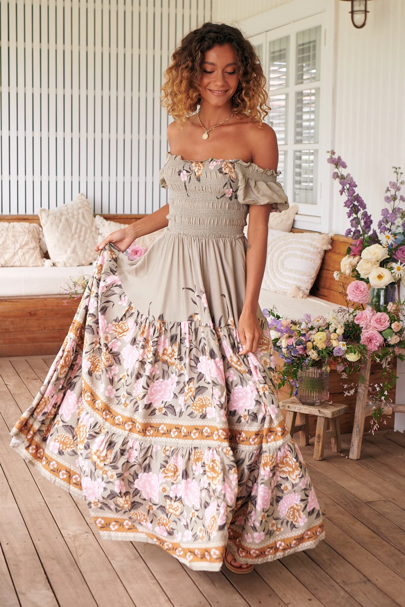 Adore You Print Claudette Maxi Dress