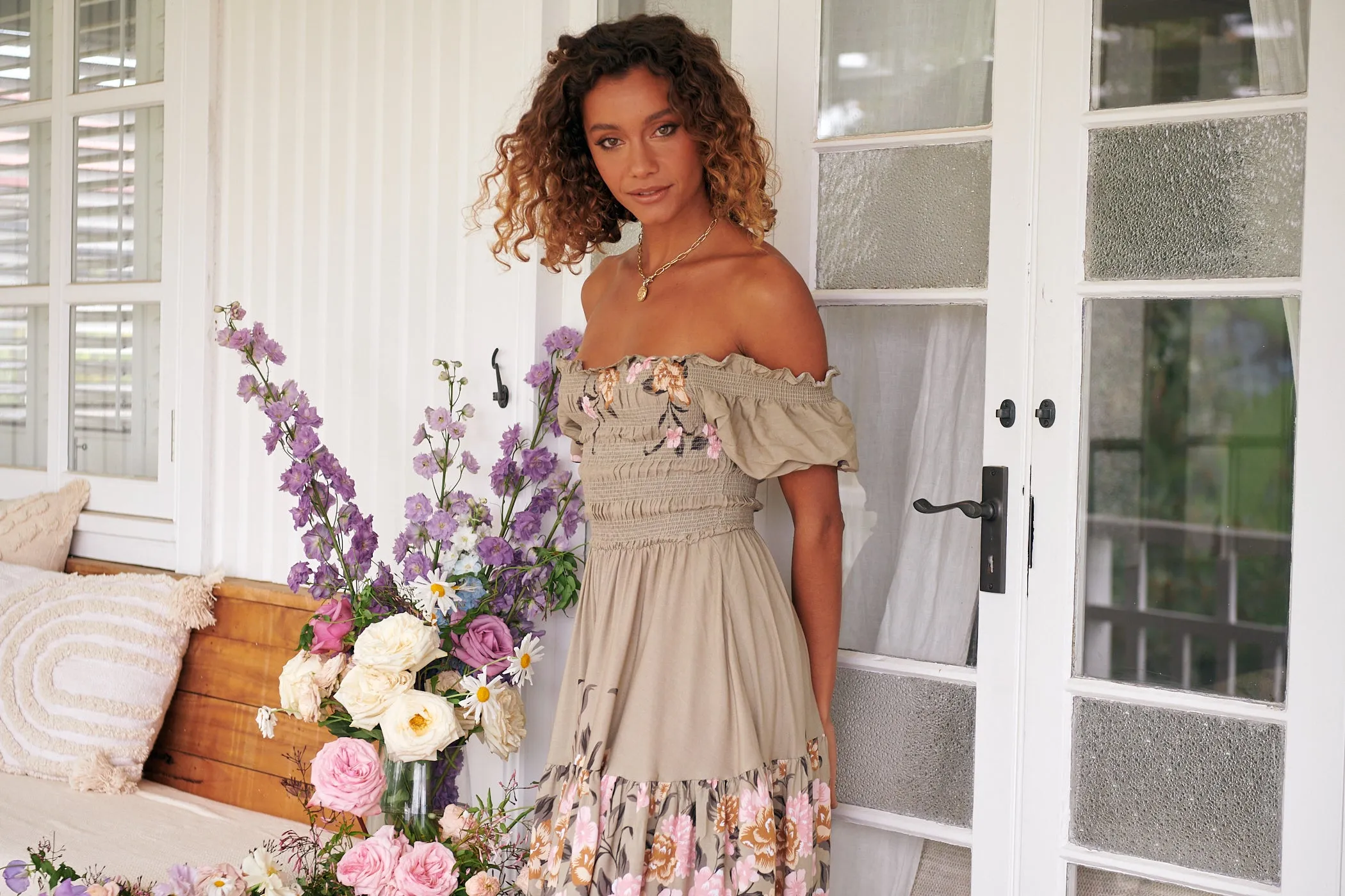 Adore You Print Claudette Maxi Dress