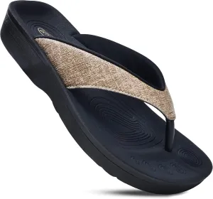 AEROTHOTIC Slip On Recovery Footwear Plantar Fasciitis Flip Flops for Women Yoga Mat Outdoor Walking Beach Ladies Arch Support Summer Thong Dressy Casual Sandals Comfortable Vacation Essentials