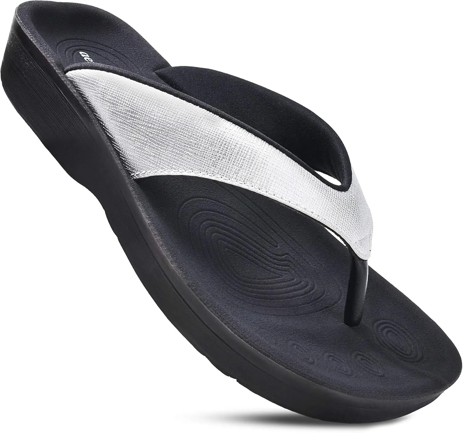AEROTHOTIC Slip On Recovery Footwear Plantar Fasciitis Flip Flops for Women Yoga Mat Outdoor Walking Beach Ladies Arch Support Summer Thong Dressy Casual Sandals Comfortable Vacation Essentials