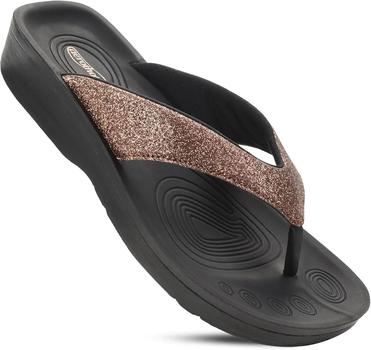 AEROTHOTIC Slip On Recovery Footwear Plantar Fasciitis Flip Flops for Women Yoga Mat Outdoor Walking Beach Ladies Arch Support Summer Thong Dressy Casual Sandals Comfortable Vacation Essentials