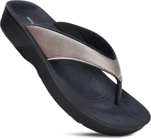 AEROTHOTIC Slip On Recovery Footwear Plantar Fasciitis Flip Flops for Women Yoga Mat Outdoor Walking Beach Ladies Arch Support Summer Thong Dressy Casual Sandals Comfortable Vacation Essentials