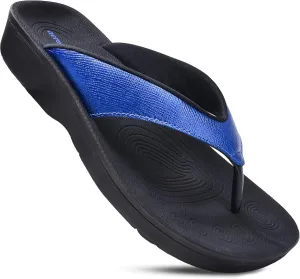 AEROTHOTIC Slip On Recovery Footwear Plantar Fasciitis Flip Flops for Women Yoga Mat Outdoor Walking Beach Ladies Arch Support Summer Thong Dressy Casual Sandals Comfortable Vacation Essentials