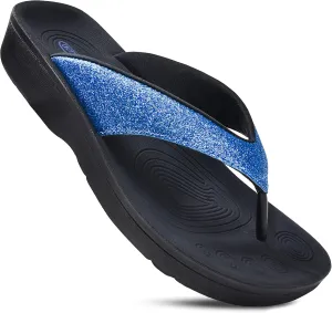 AEROTHOTIC Slip On Recovery Footwear Plantar Fasciitis Flip Flops for Women Yoga Mat Outdoor Walking Beach Ladies Arch Support Summer Thong Dressy Casual Sandals Comfortable Vacation Essentials
