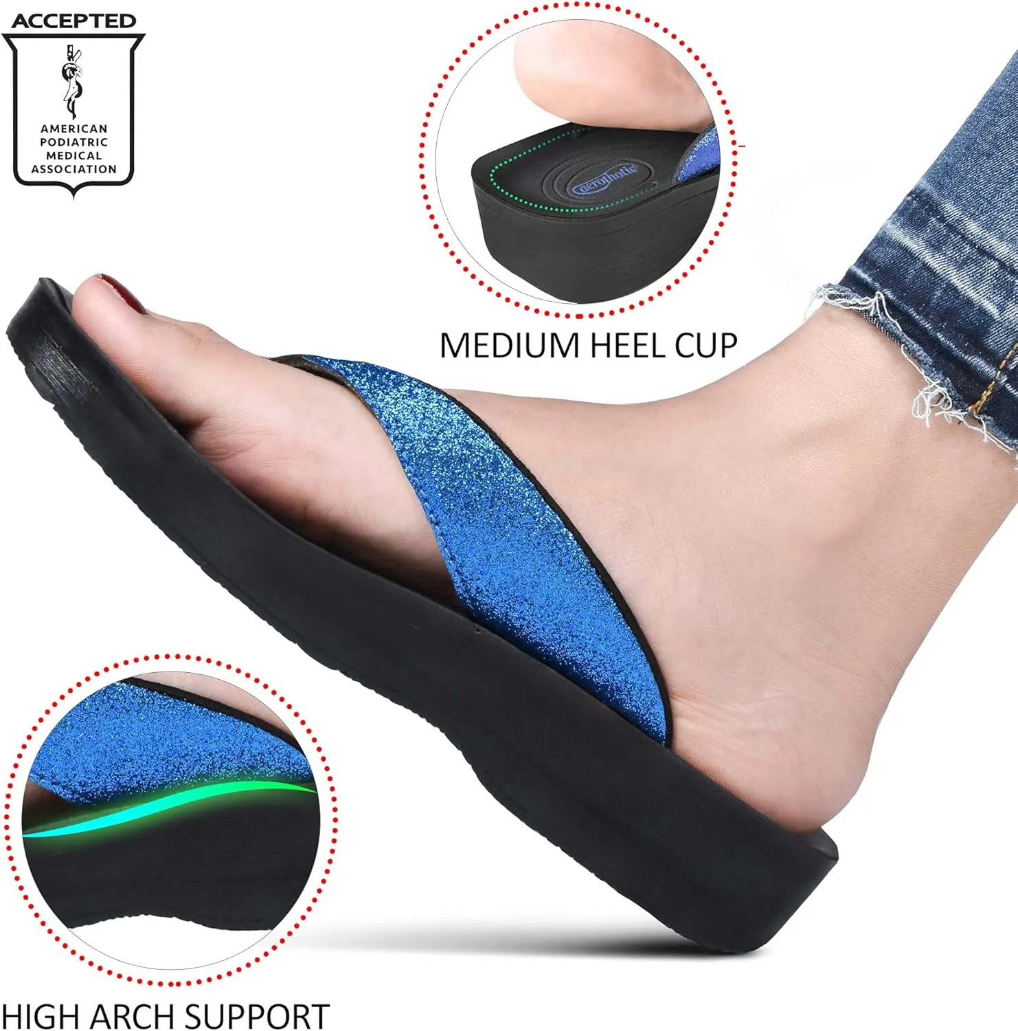 AEROTHOTIC Slip On Recovery Footwear Plantar Fasciitis Flip Flops for Women Yoga Mat Outdoor Walking Beach Ladies Arch Support Summer Thong Dressy Casual Sandals Comfortable Vacation Essentials