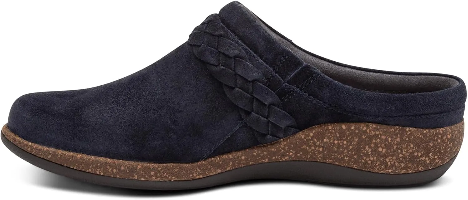 Aetrex Women's Libby Orthopedic Comfort Leather Womens Clogs - Adjustable Buckle Lightweight Cork Footbed Women's Mules & Clogs