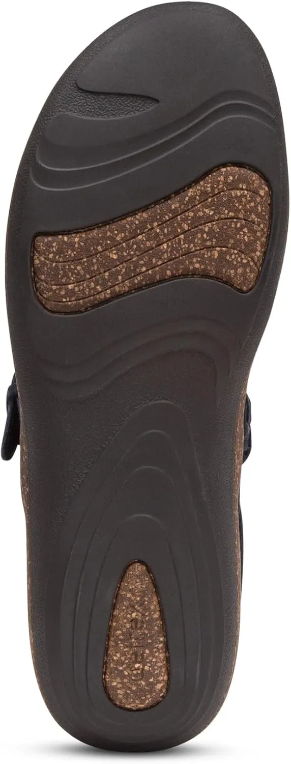 Aetrex Women's Libby Orthopedic Comfort Leather Womens Clogs - Adjustable Buckle Lightweight Cork Footbed Women's Mules & Clogs