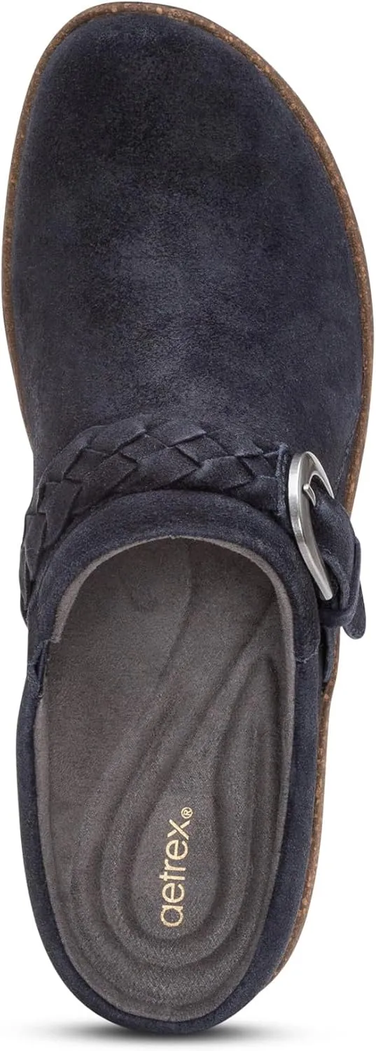 Aetrex Women's Libby Orthopedic Comfort Leather Womens Clogs - Adjustable Buckle Lightweight Cork Footbed Women's Mules & Clogs