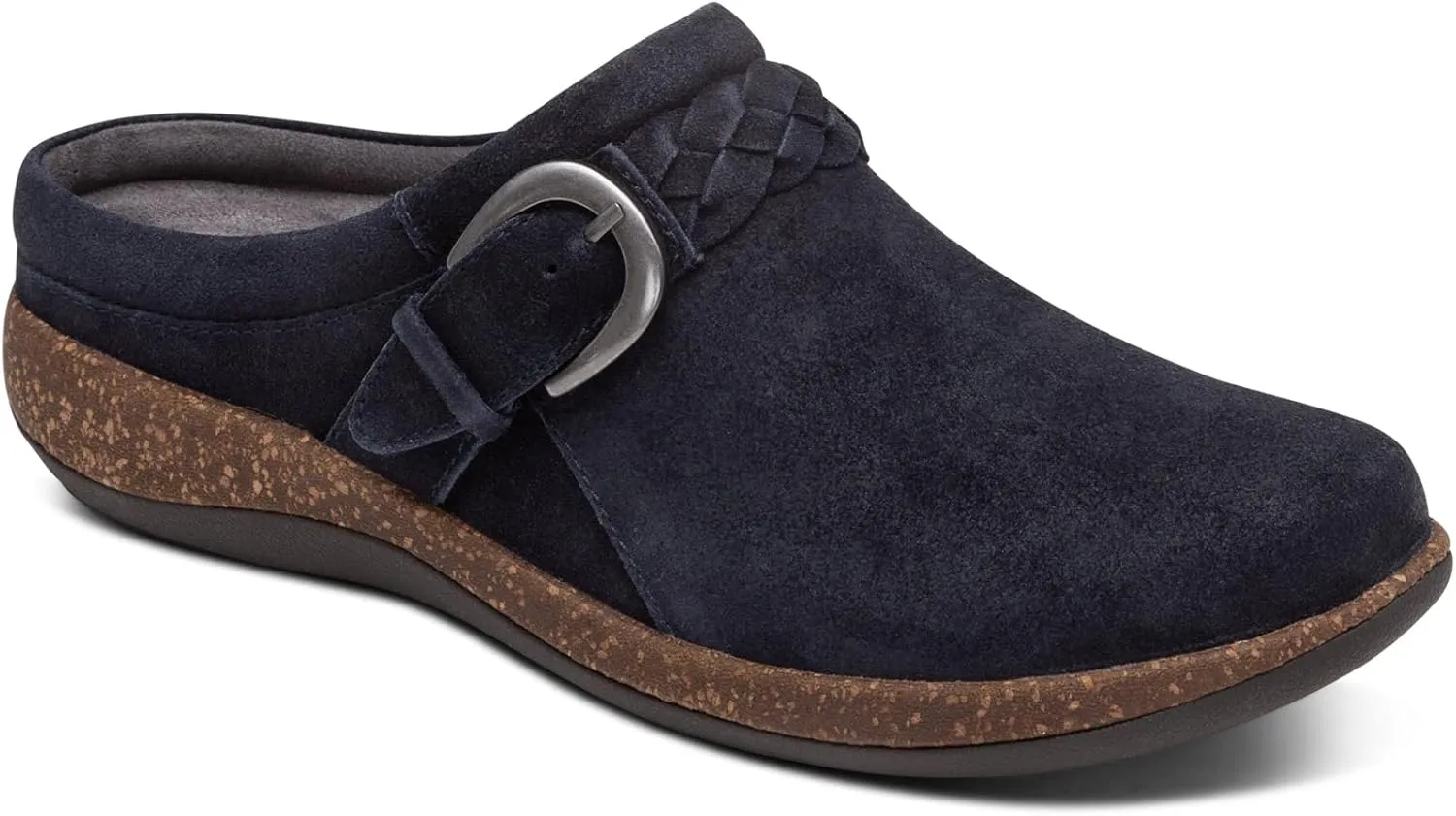 Aetrex Women's Libby Orthopedic Comfort Leather Womens Clogs - Adjustable Buckle Lightweight Cork Footbed Women's Mules & Clogs