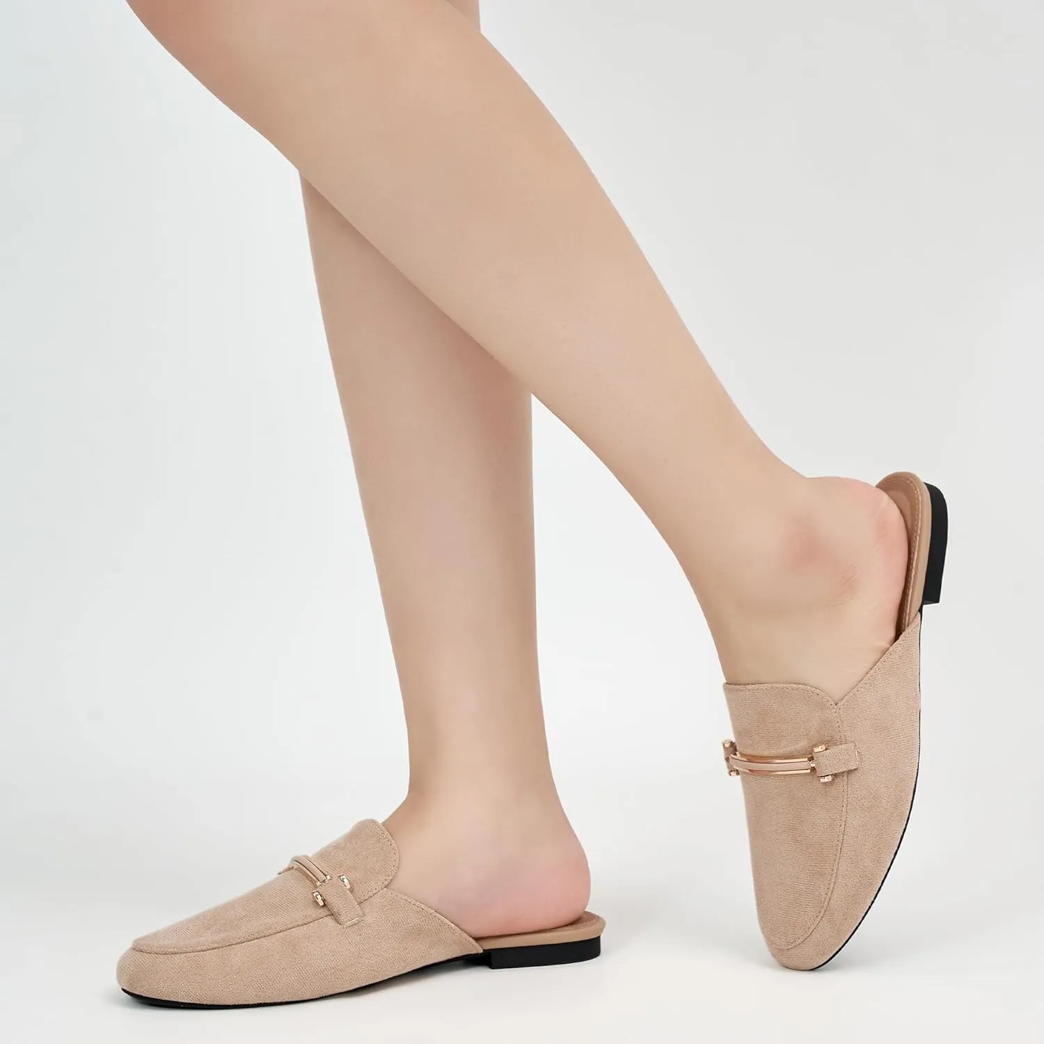 Alicegana Mules for Women Flats Shoes: Comfortable Closed Toe Slip on Mules 2025 Dressy Business Buckle Loafers