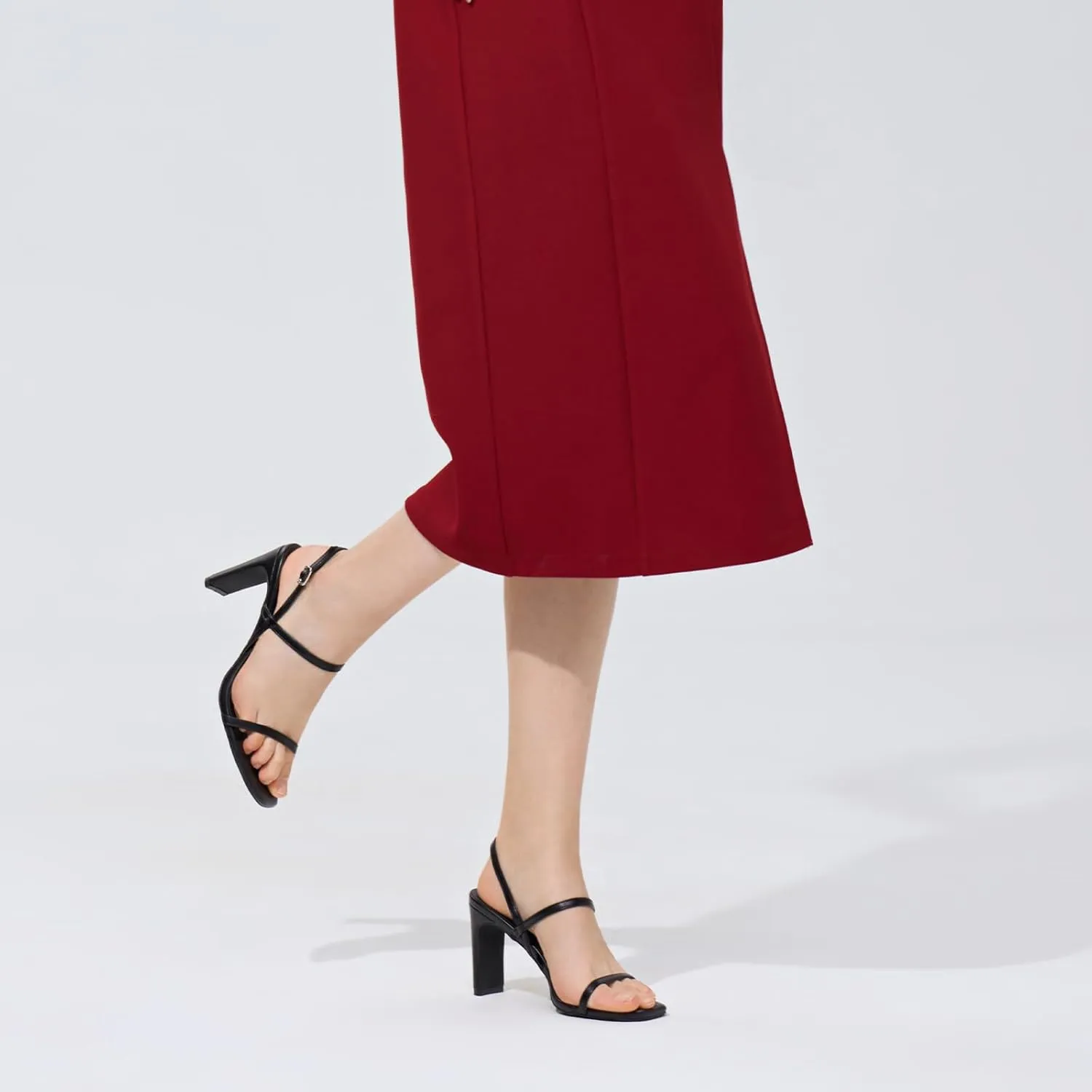 ALICEPUB Women's Chunky Block Heels Strappy Heels Square Open Toe Heeled Sandals Short Heels Comfortable Dressy Shoes Wedding Bridal Party