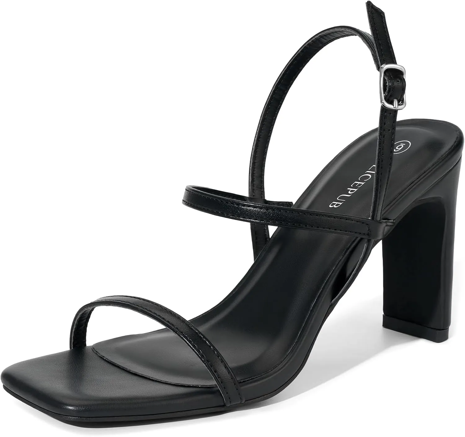 ALICEPUB Women's Chunky Block Heels Strappy Heels Square Open Toe Heeled Sandals Short Heels Comfortable Dressy Shoes Wedding Bridal Party