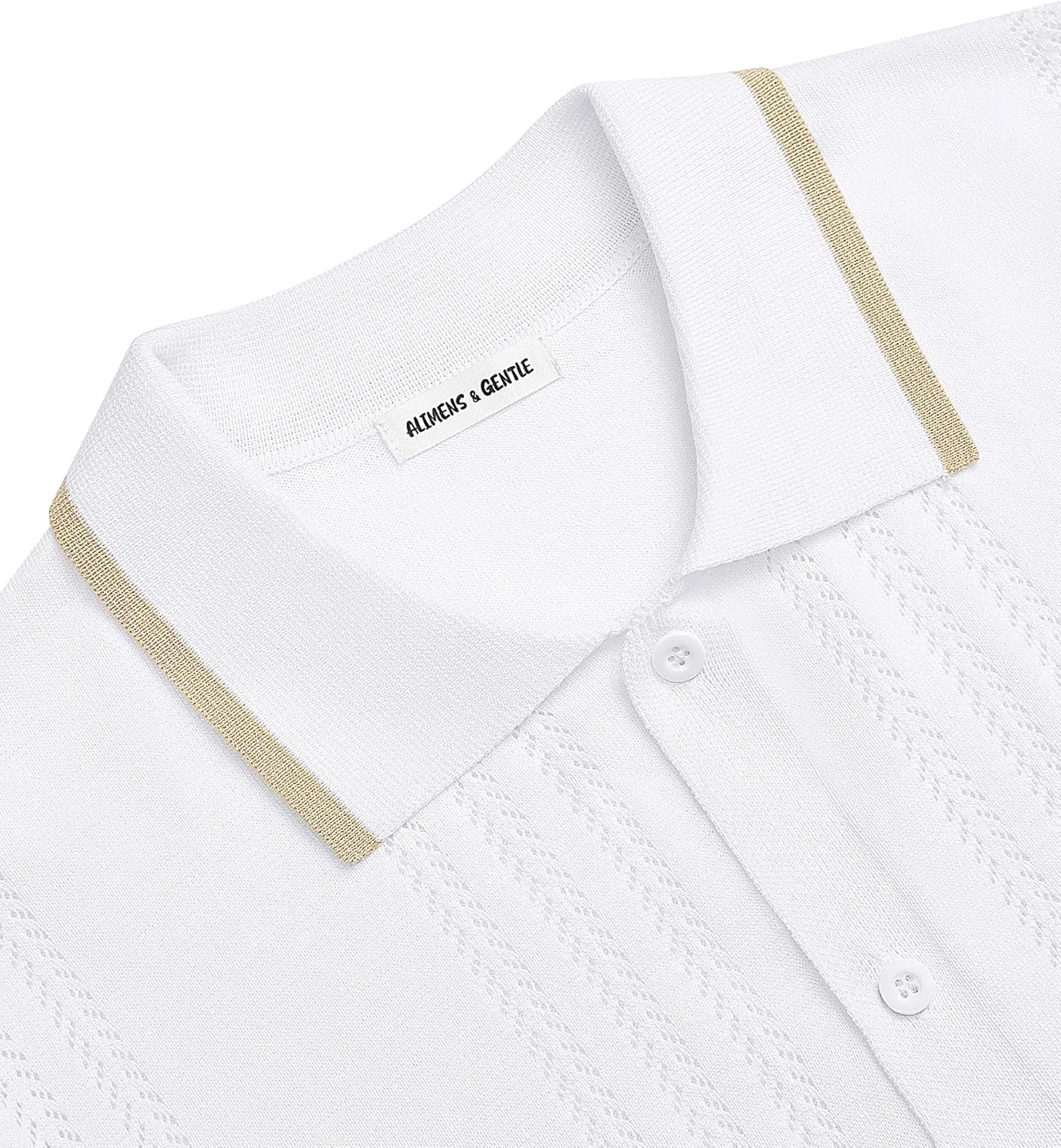Alimens & Gentle Mens Shirts Casual Button Down Shirts Beach Vintage Knit Short Sleeve Polo Shirt for Men