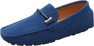 ANUFER Mens Elegant Buckle Loafers Comfort Suede Driving Shoes Stylish Moccasin Slippers