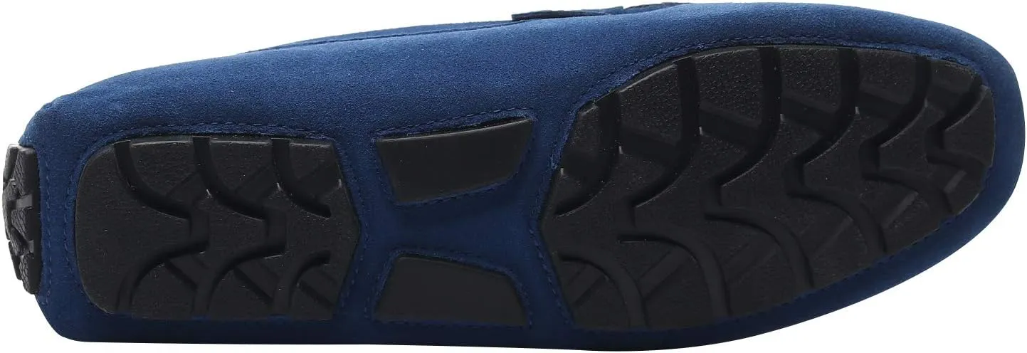 ANUFER Mens Elegant Buckle Loafers Comfort Suede Driving Shoes Stylish Moccasin Slippers