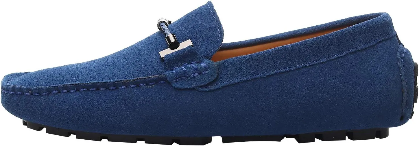 ANUFER Mens Elegant Buckle Loafers Comfort Suede Driving Shoes Stylish Moccasin Slippers