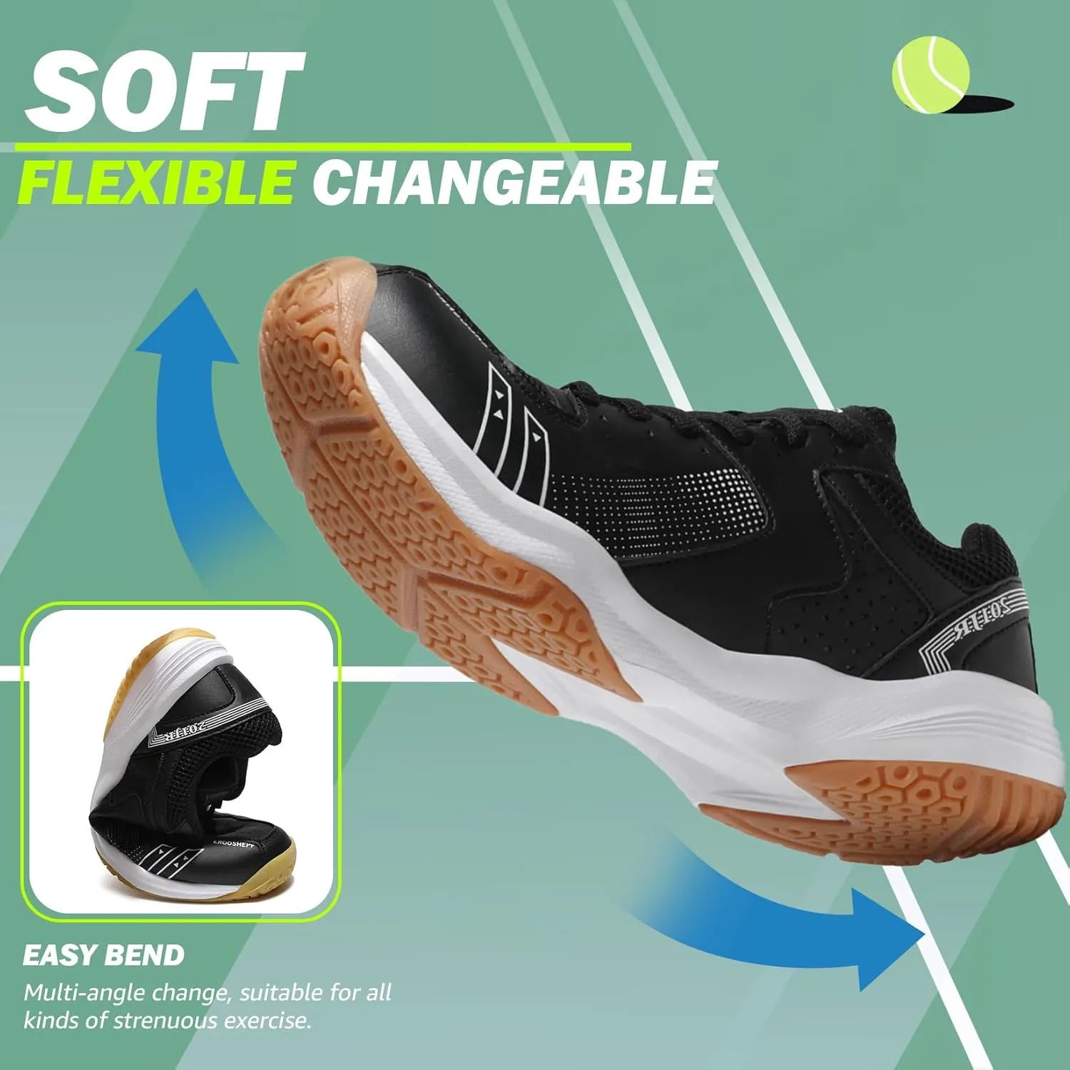 ASHION Pickleball Shoes for Men Tennis Shoes Sneakers for All Court Racquetball Athletic Shoes for Racquet Sport | Arch Support
