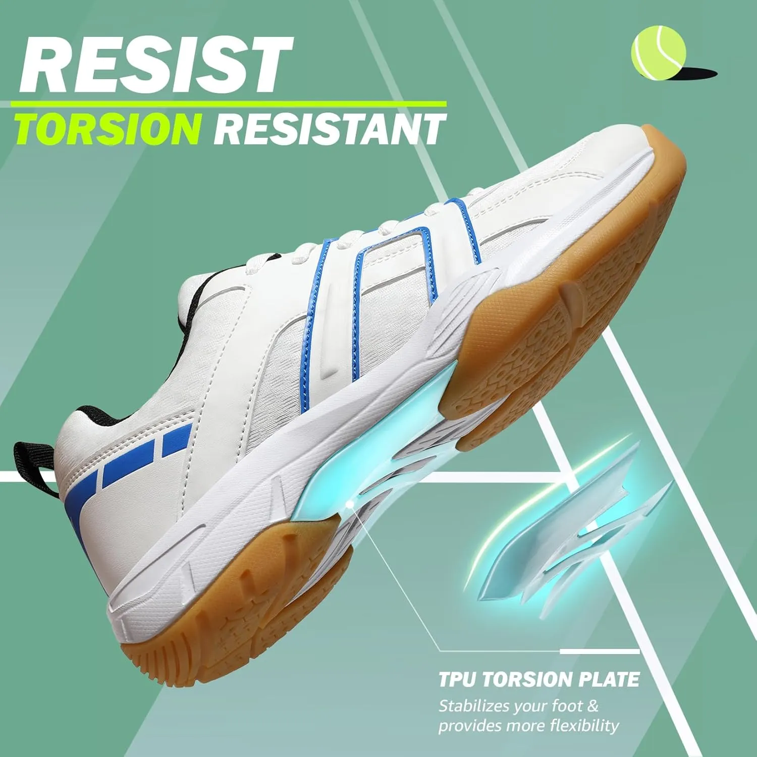 ASHION Pickleball Shoes for Men Tennis Shoes Sneakers for All Court Racquetball Athletic Shoes for Racquet Sport | Arch Support