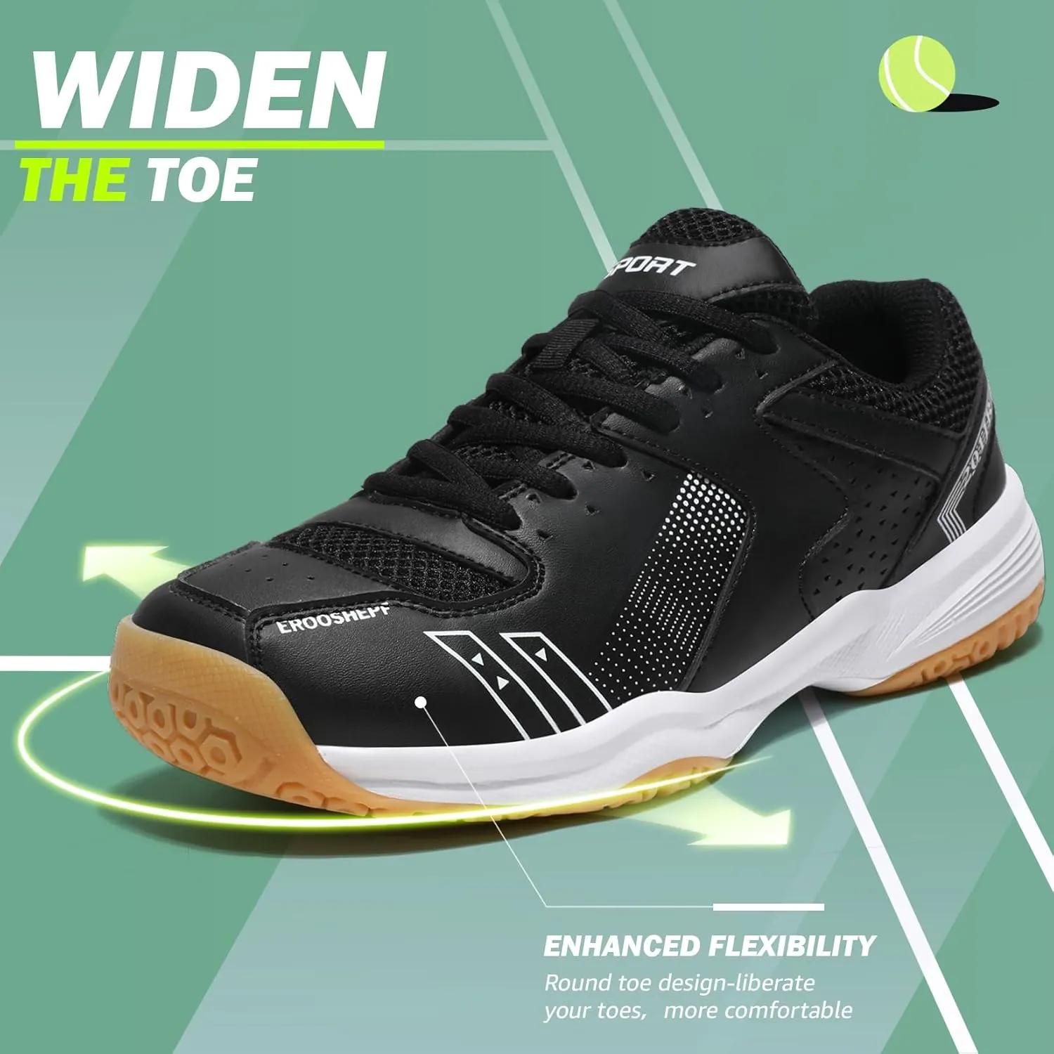ASHION Pickleball Shoes for Men Tennis Shoes Sneakers for All Court Racquetball Athletic Shoes for Racquet Sport | Arch Support