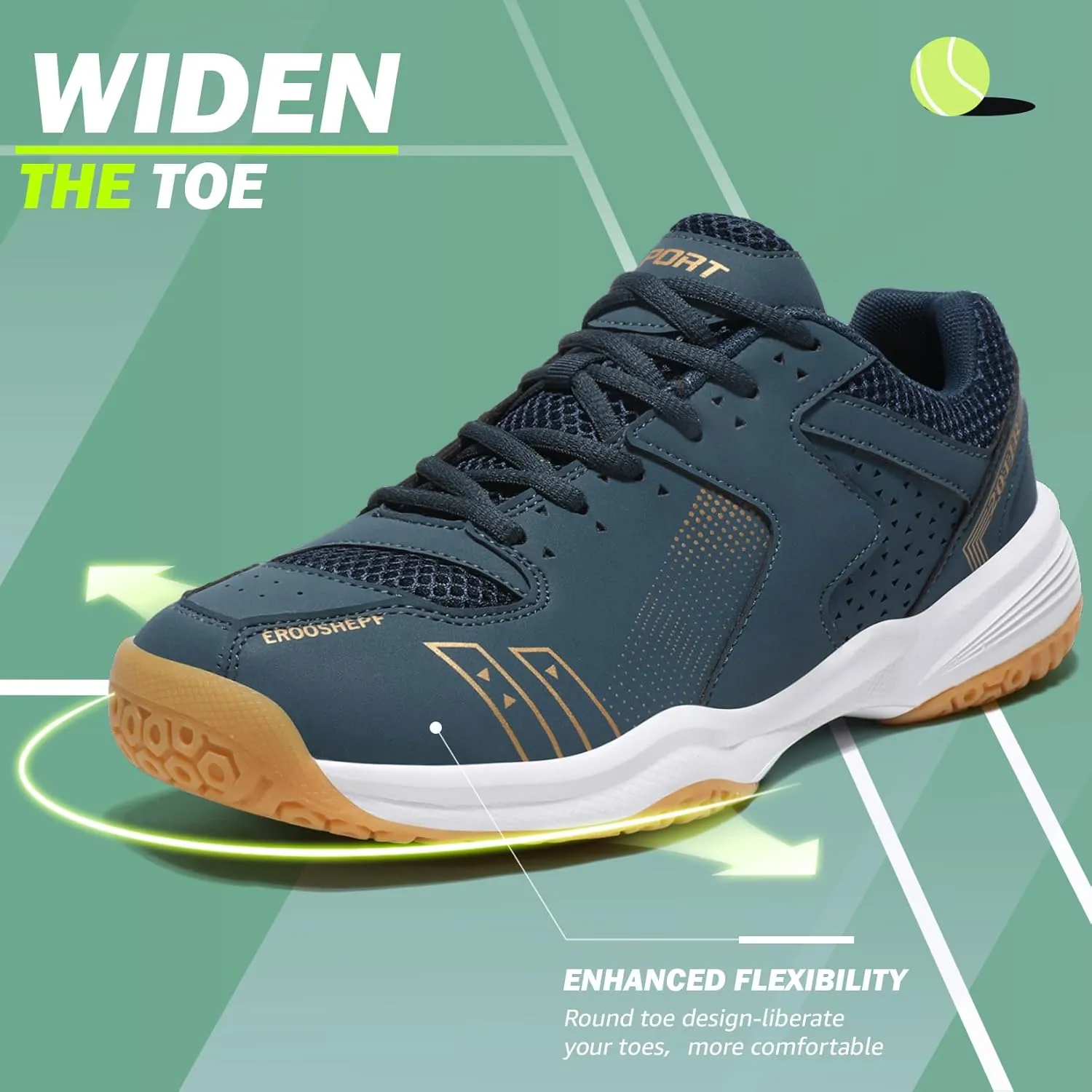 ASHION Pickleball Shoes for Men Tennis Shoes Sneakers for All Court Racquetball Athletic Shoes for Racquet Sport | Arch Support