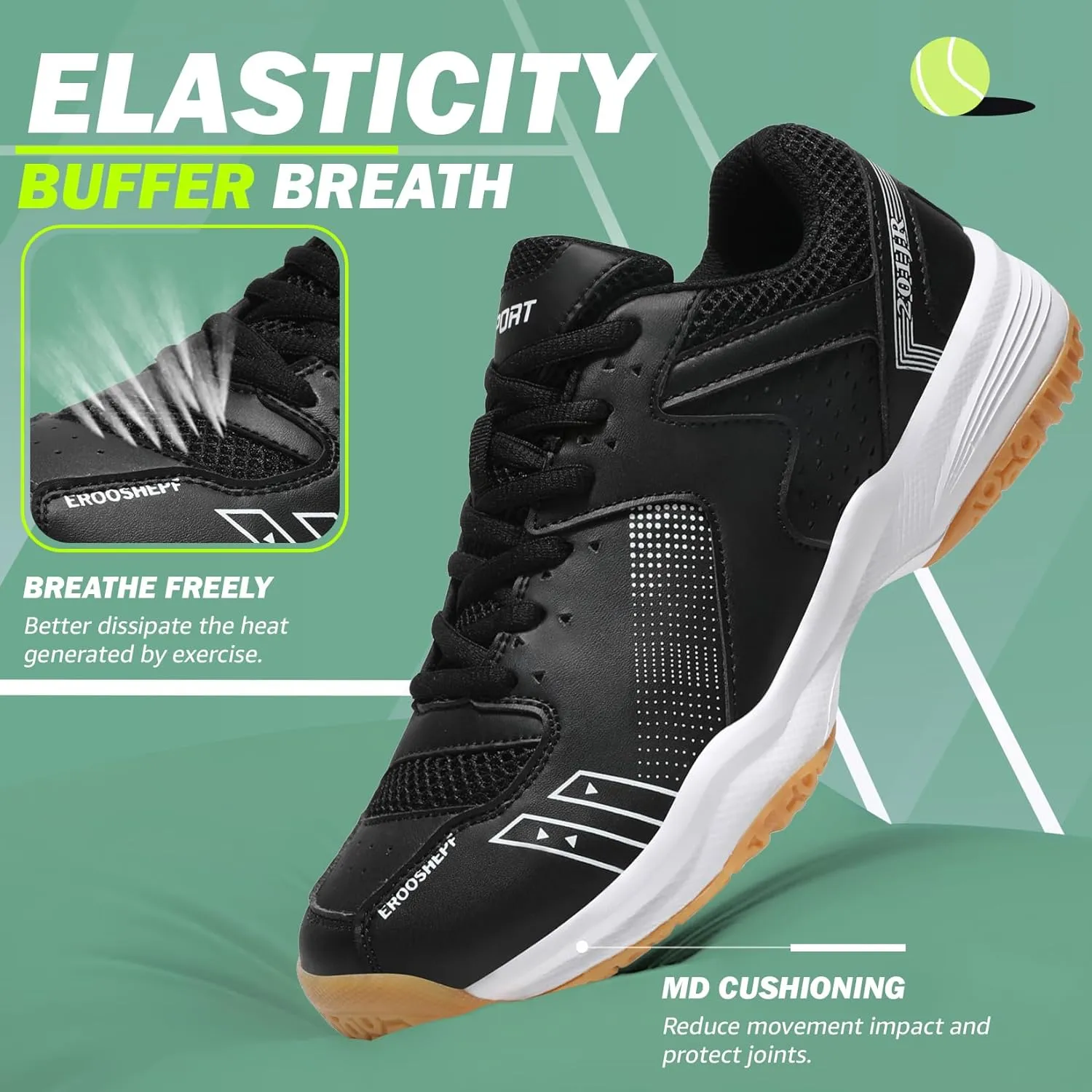 ASHION Pickleball Shoes for Men Tennis Shoes Sneakers for All Court Racquetball Athletic Shoes for Racquet Sport | Arch Support