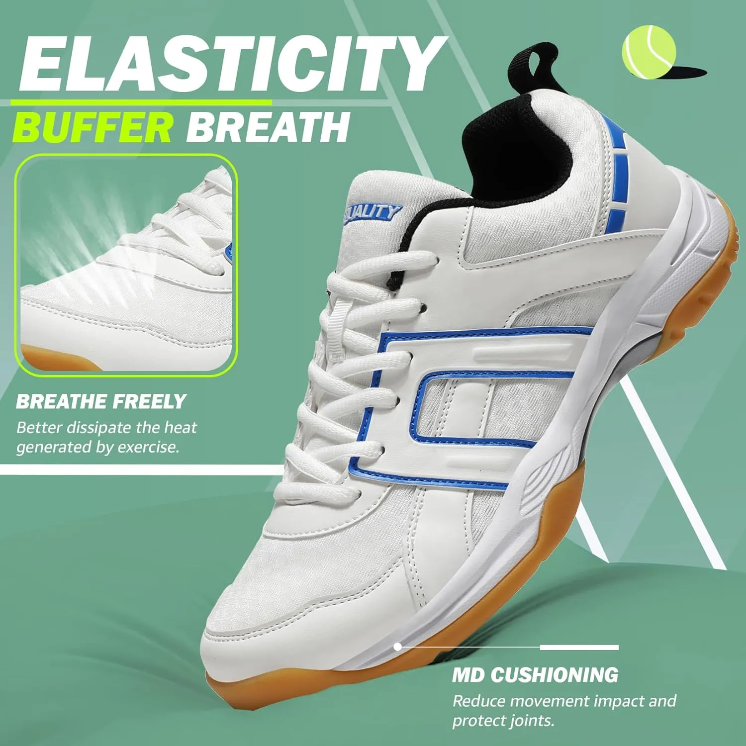 ASHION Pickleball Shoes for Men Tennis Shoes Sneakers for All Court Racquetball Athletic Shoes for Racquet Sport | Arch Support