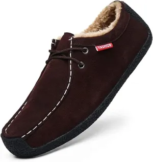 Asifn Men Slip On Moccasin Slippers Loafers Suede Indoor Outdoor Boat Shoes Casual Fuzzy Comfy Wool-blend Memory Foam