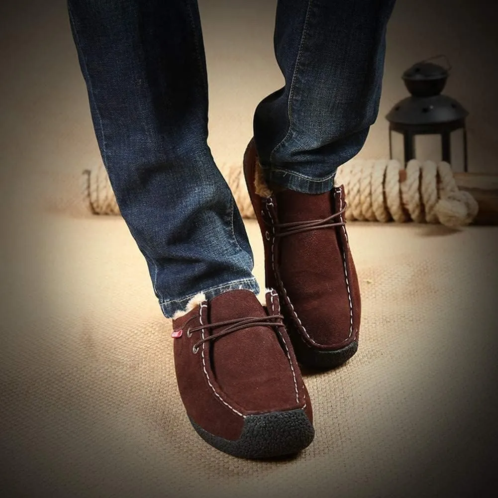 Asifn Men Slip On Moccasin Slippers Loafers Suede Indoor Outdoor Boat Shoes Casual Fuzzy Comfy Wool-blend Memory Foam