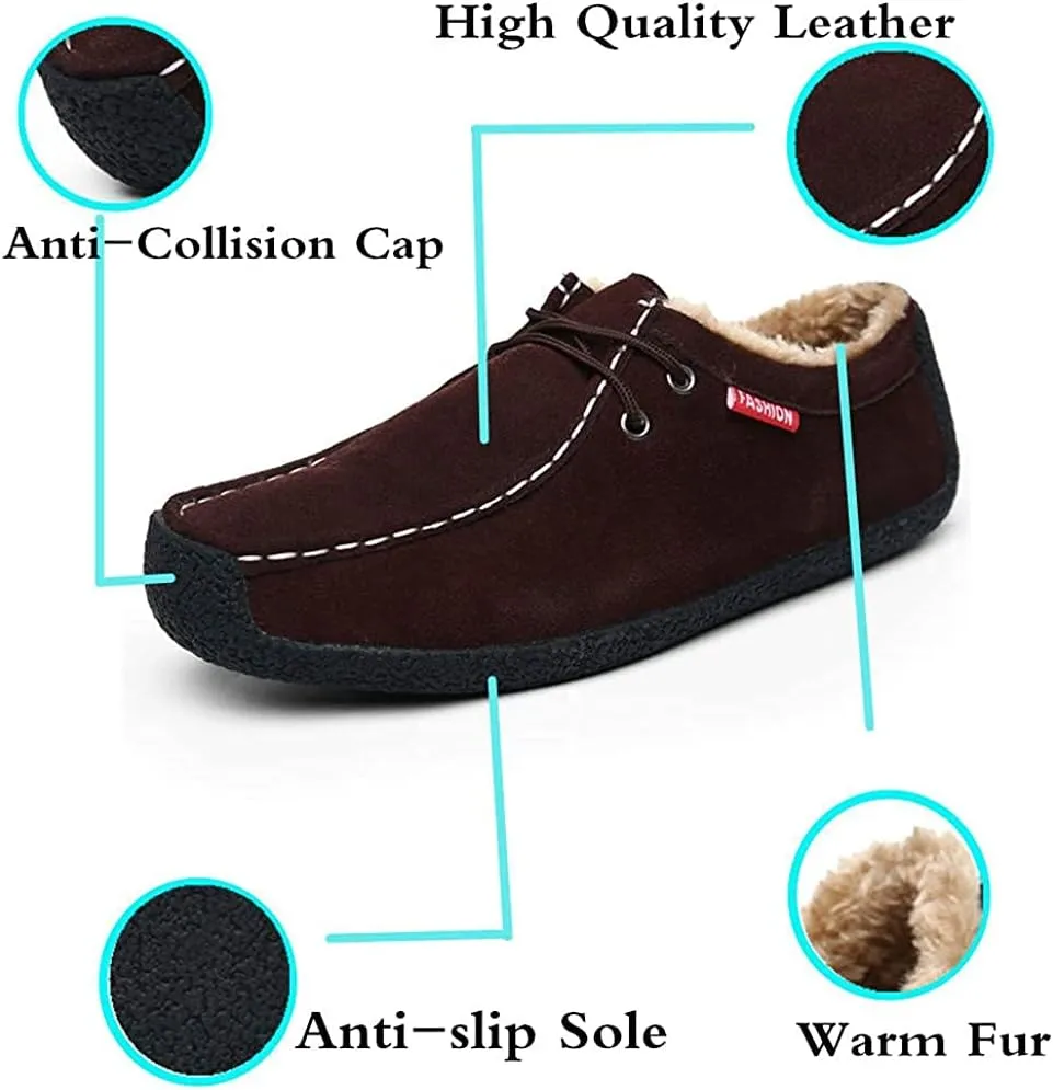Asifn Men Slip On Moccasin Slippers Loafers Suede Indoor Outdoor Boat Shoes Casual Fuzzy Comfy Wool-blend Memory Foam
