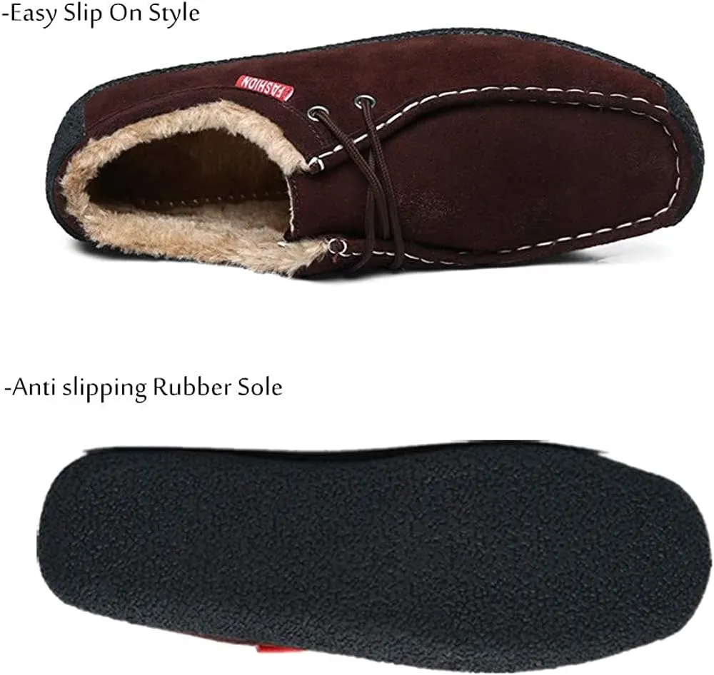 Asifn Men Slip On Moccasin Slippers Loafers Suede Indoor Outdoor Boat Shoes Casual Fuzzy Comfy Wool-blend Memory Foam