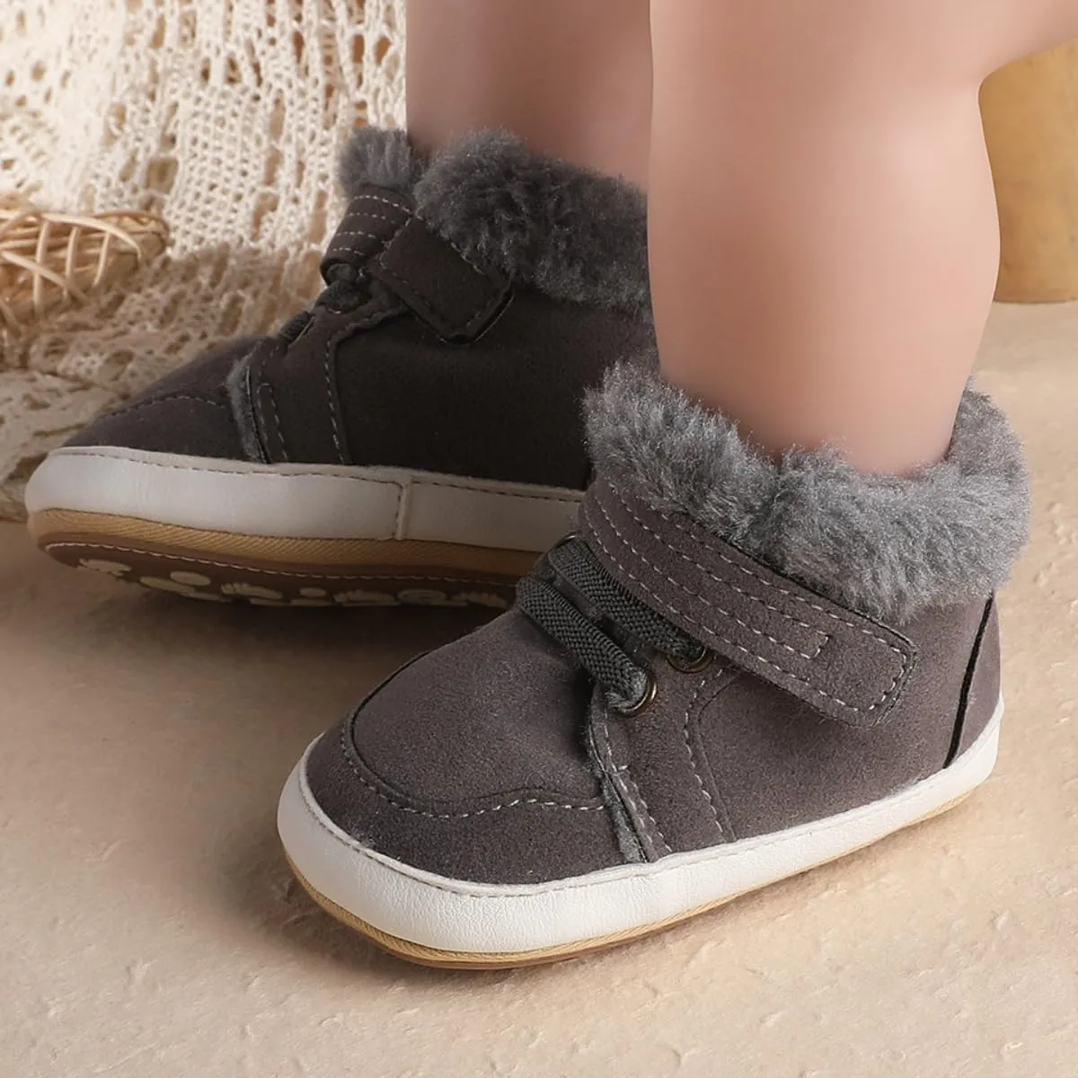 Baby Boys Girls High Top Ankle PU Leather Sneakers Soft Rubber Sole Infant Moccasins Newborn Oxford Loafers Anti-Slip Toddler Wedding Uniform Dress Shoes