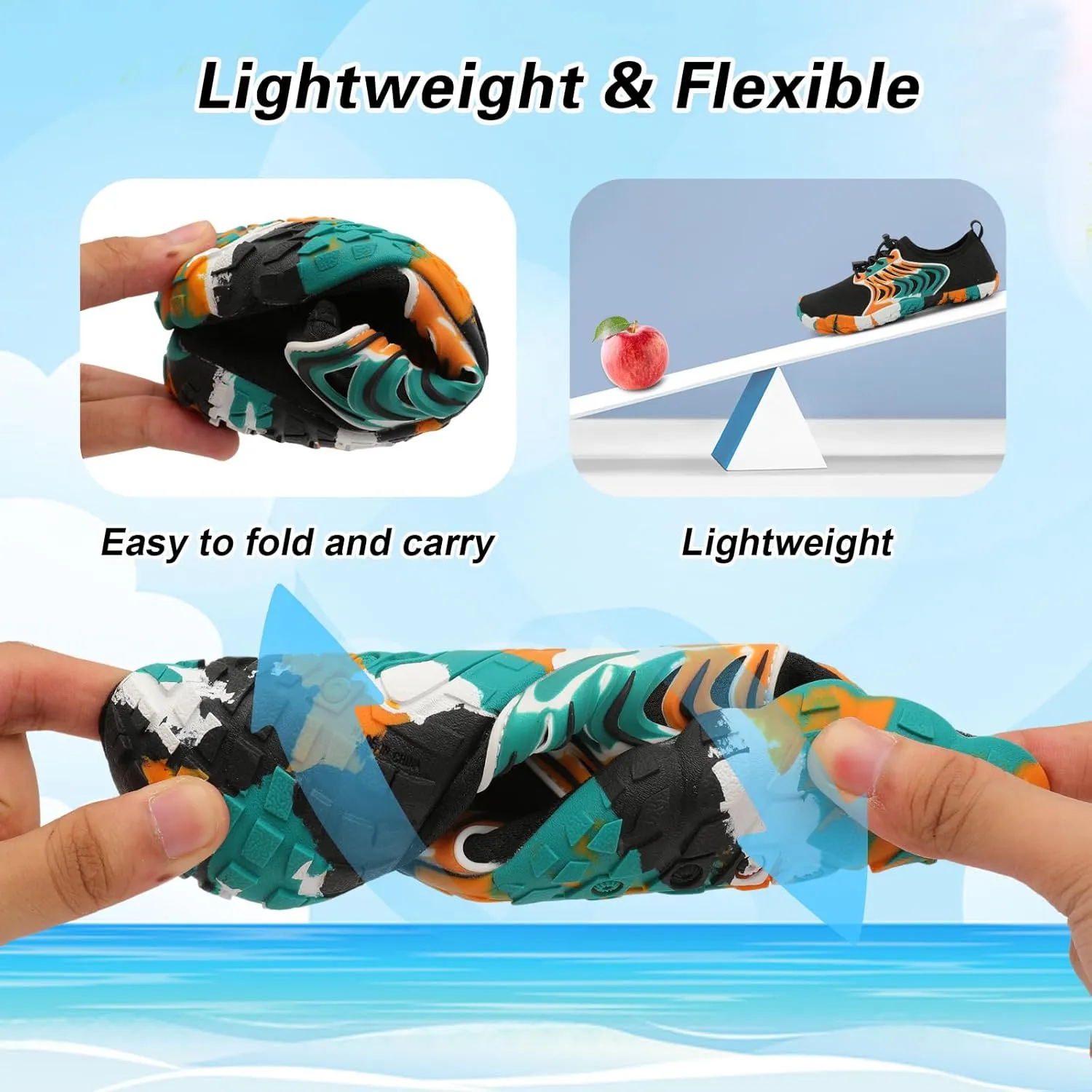 BARERUN Kids Water Shoes Boys Girls Barefoot Aqua Socks Quick Dry Breathable Sports Aqua Athletic Sneakers Wide Toe Adjustable Lightweight Beach Swim Pool Shoes